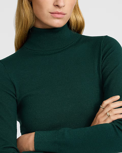Airy Soft Mock Neck Long Sleeve Midi Sweater Dress