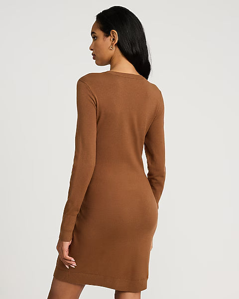 Airy Soft Skimming Crew Neck Long Sleeve Mini Sweater Dress