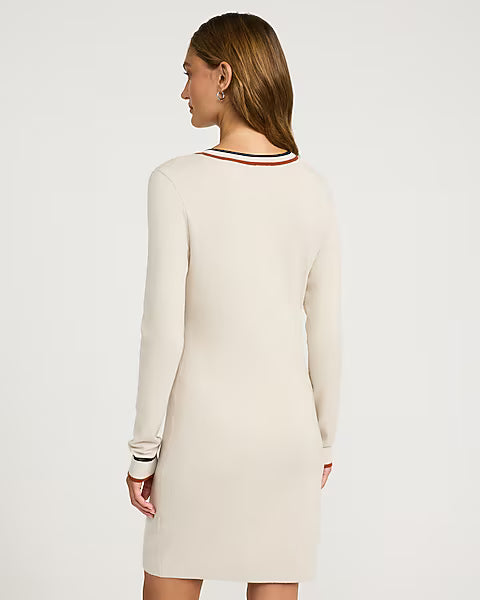 Airy Soft Tipped Crew Neck Sweater Mini Dress