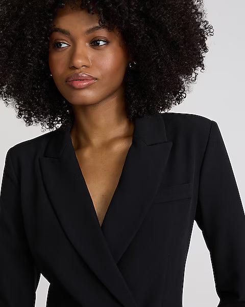 Double Breasted Padded Shoulder Mini Blazer Dress