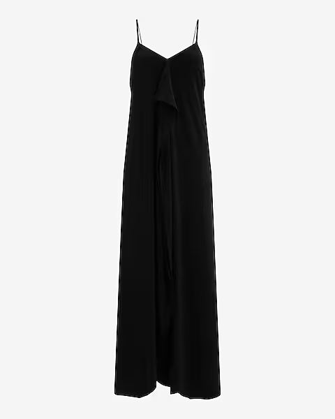 V-Neck Sleeveless Tie Back Asymmetrical Maxi Dress