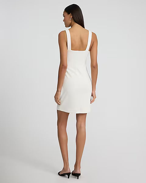 Square Neck Sleeveless Ruched Mini Dress