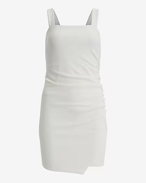 Square Neck Sleeveless Ruched Mini Dress