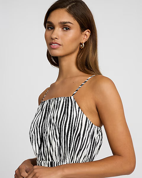 Poplin Striped Sleeveless Smocked Tiered Maxi Dress