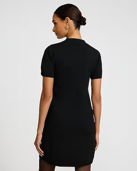 Crew Neck Short Sleeve Mini Sweater Dress