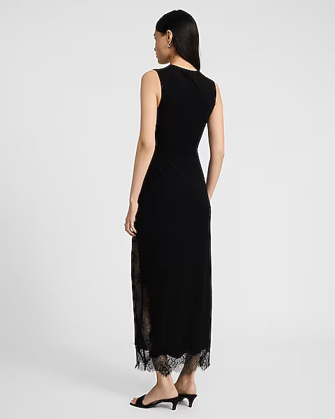 Lace Pieced Sleeveless Maxi Dress